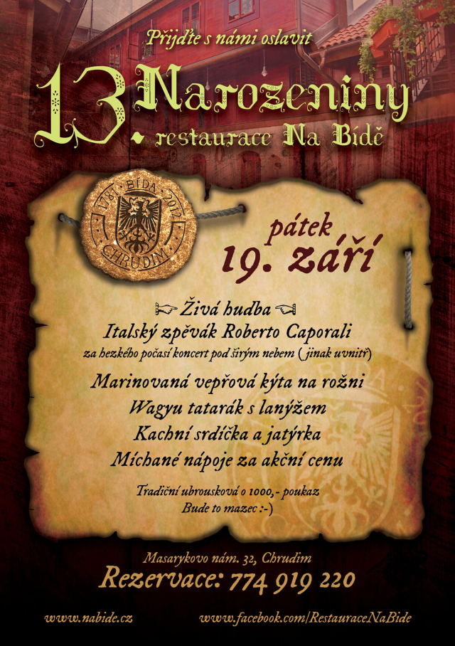 13. narozeniny restaurace Na Bídě